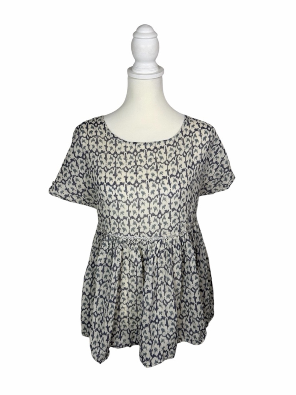 Sweet Magnolia Peplum Top Small Boho Cottagecore Babydoll Blouse Beaded Waist